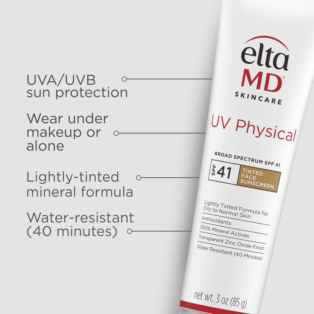 EltaMD Sunscreen 3 fl. oz. EltaMD UV Physical Broad-Spectrum SPF 41 Tinted Face Sunscreen - Skin Type Solutions