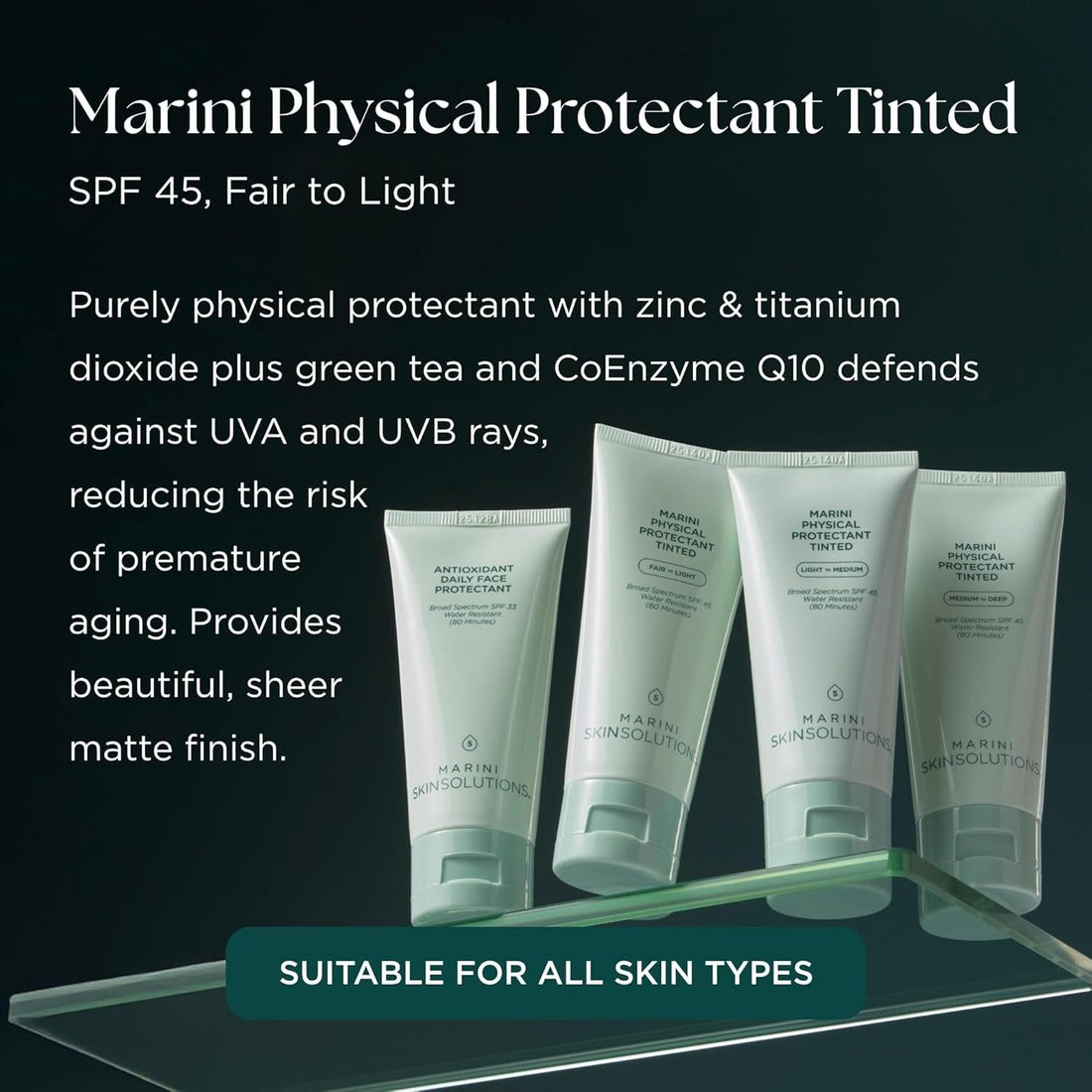 Jan Marini Sunscreen 2.0 oz. Marini Skin Solutions Physical Protectant Tinted SPF 45 - Fair to Light - Skin Type Solutions
