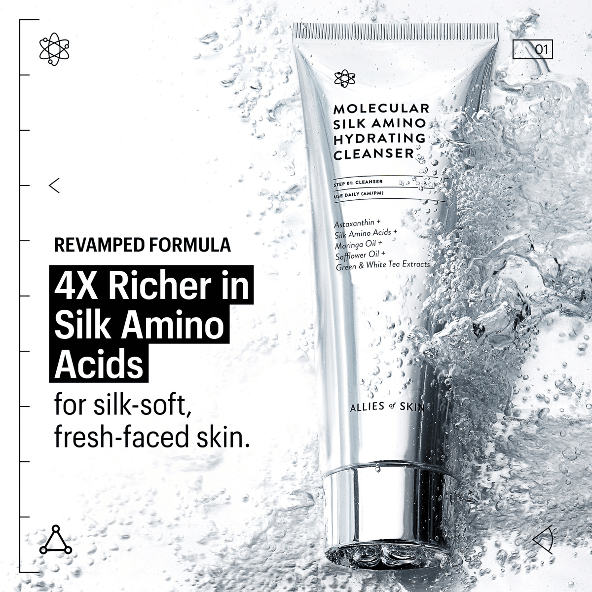 Allies Of Skin Face & Body Cleansers Allies of Skin Molecular Silk Amino Hydrating Cleanser - Skin Type Solutions