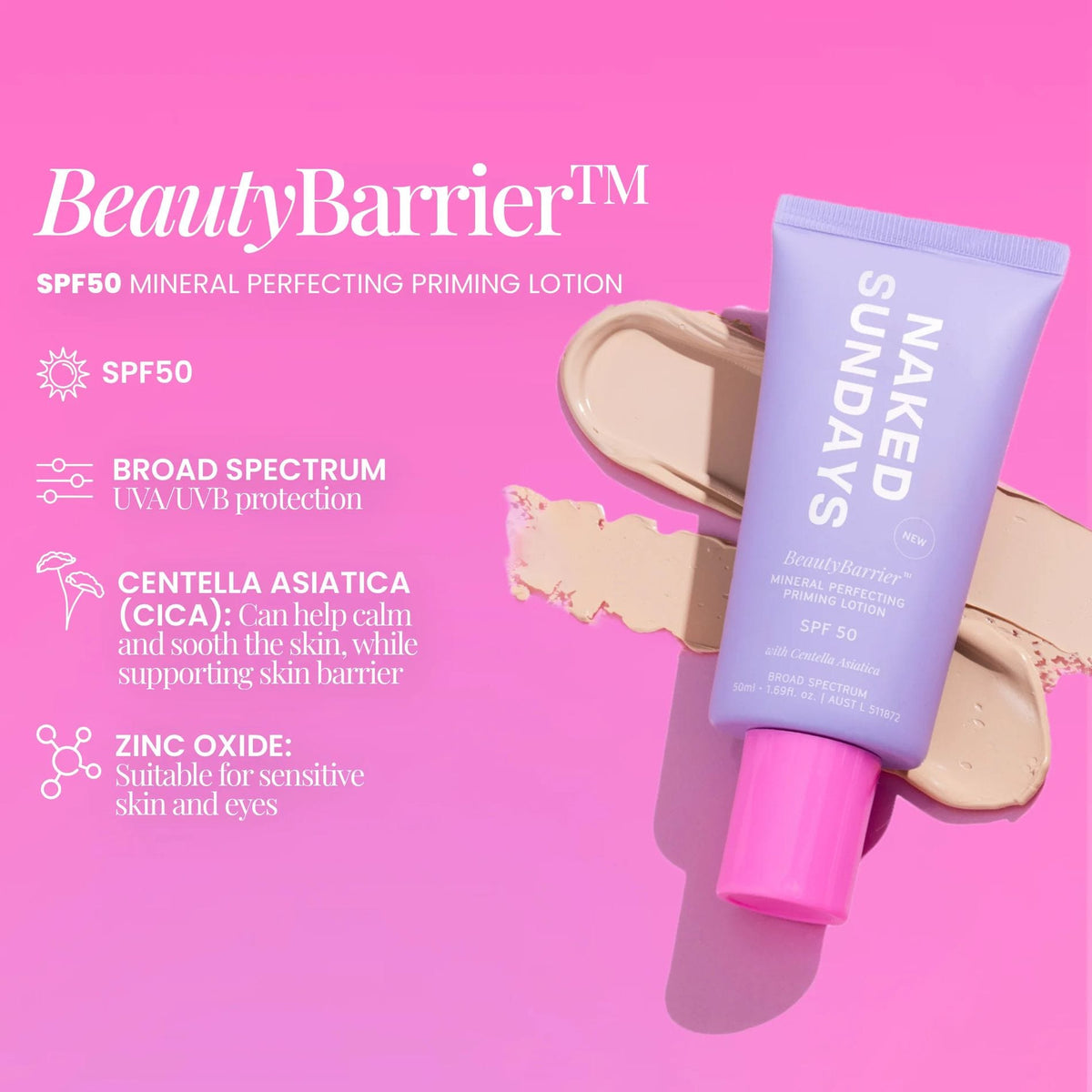 Naked Sundays Sunscreen 50 ml / 1.69 fl. oz. Naked Sundays BeautyBarrier Sunscreen Primer SPF50 - Skin Type Solutions