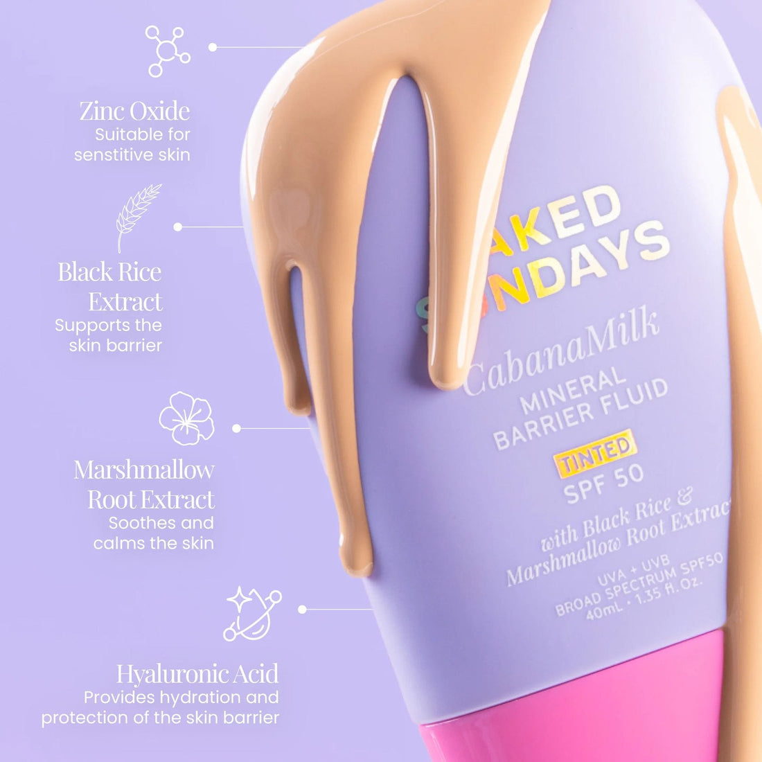Naked Sundays Sunscreen 50ml / 1.69 fl. oz Naked Sundays CabanaMilk Mineral Sunscreen SPF50 - Skin Type Solutions