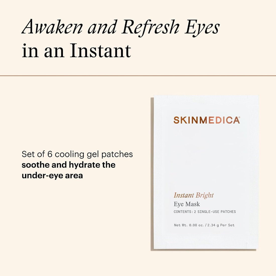 SkinMedica Eye Patch/Mask SkinMedica Instant Bright Eye Mask (6 Piece) - Skin Type Solutions