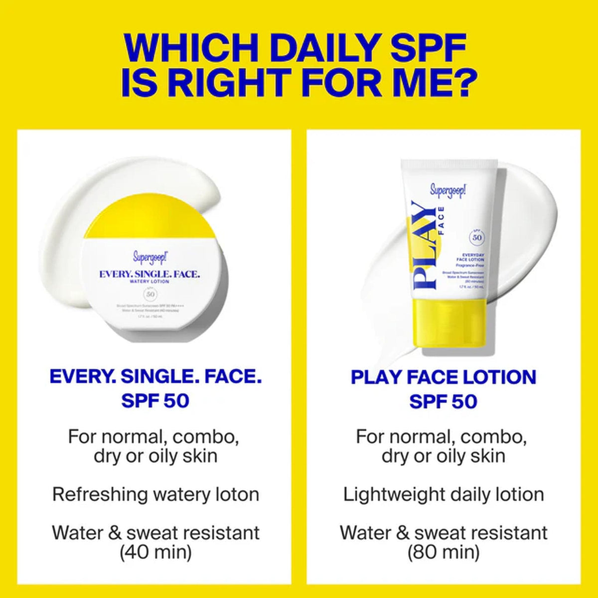 Supergoop Sunscreen 1.7 fl. oz. | 50 ml Supergoop! Every. Single. Face. Watery Lotion SPF 50 - Skin Type Solutions