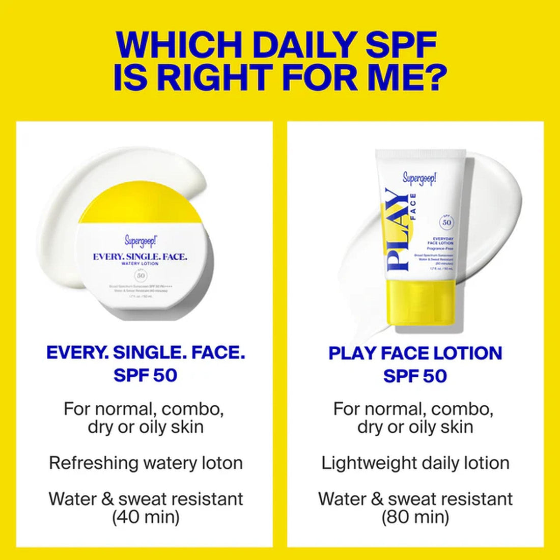 Supergoop Every. Single. Face Watery lotion at skin type solutions comparison
