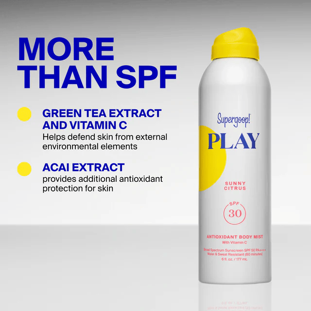 Supergoop Sunscreen 6 Fl. oz / 177ml Supergoop! PLAY Antioxidant Body Mist SPF 30 with Vitamin C - Skin Type Solutions