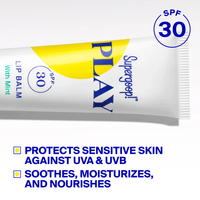 Supergoop play lip balm close up at skin type solutions key benefits