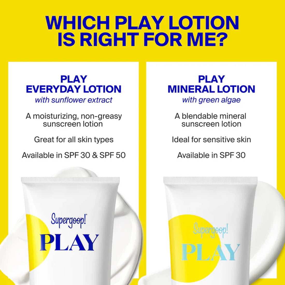 Supergoop play mineral lotion spf 30 tube at skin type solutions comparison