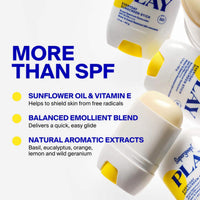 SuperGoop Everyday Sunscreen Stick with product details on a white background