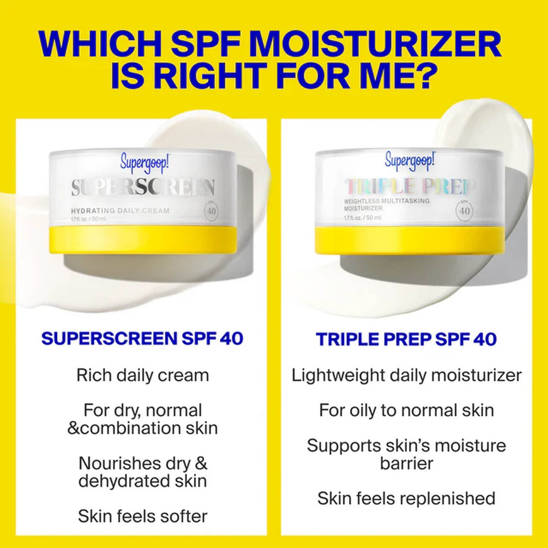 Supergoop Sunscreen 1.7 fl. oz. | 50 ml Supergoop! Superscreen Hydrating Daily Cream SPF 40 - Skin Type Solutions