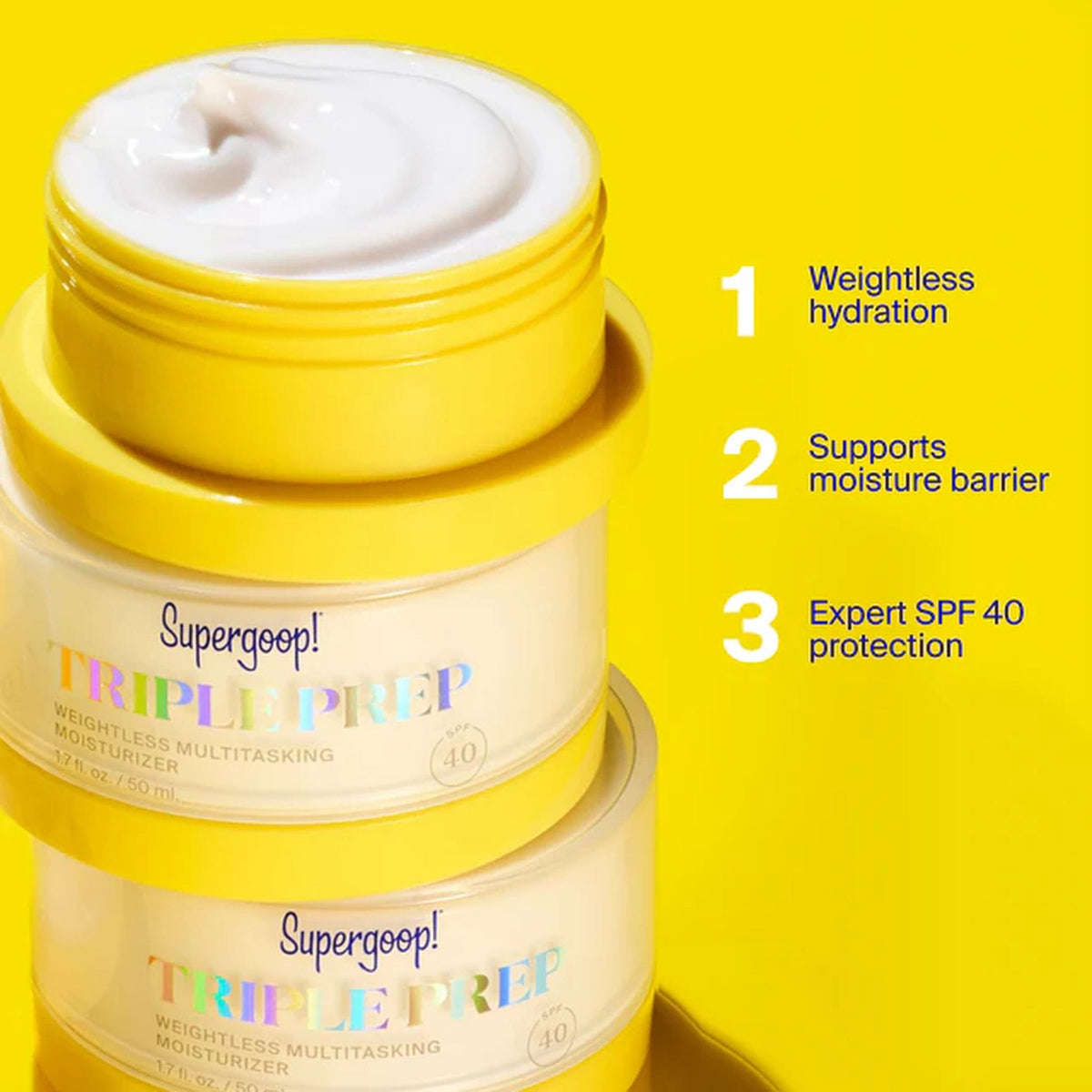 Supergoop Sunscreen 1.7 Fl oz. / 50ml Supergoop! Triple Prep Weightless Multitasking Moisturizer SPF 40 - Skin Type Solutions