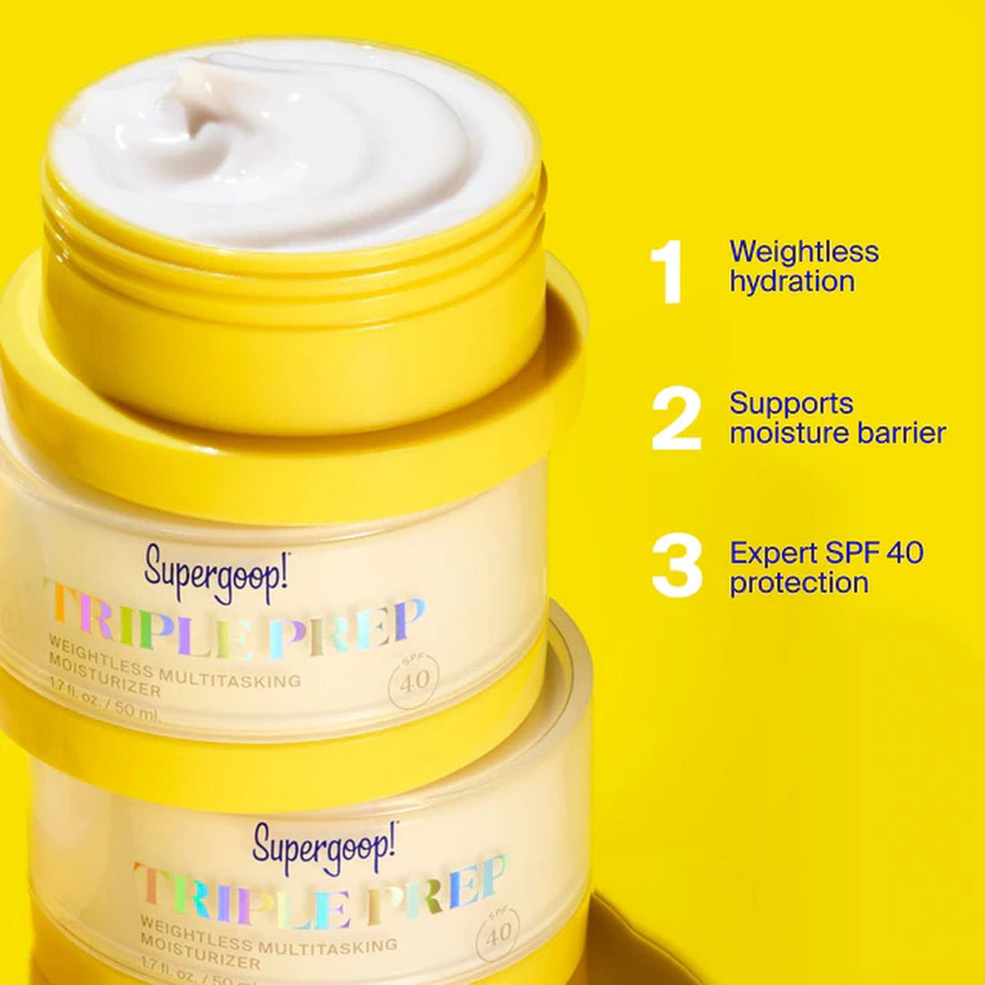 Supergoop Sunscreen 1.7 Fl oz. / 50ml Supergoop! Triple Prep Weightless Multitasking Moisturizer SPF 40 - Skin Type Solutions