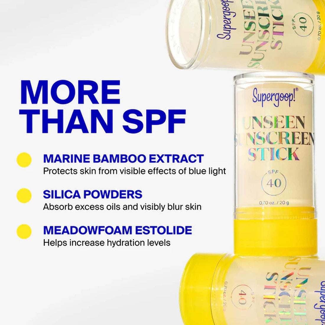 Supergood unseen sunscreen stick SPF40 at skin type solutions key ingredients