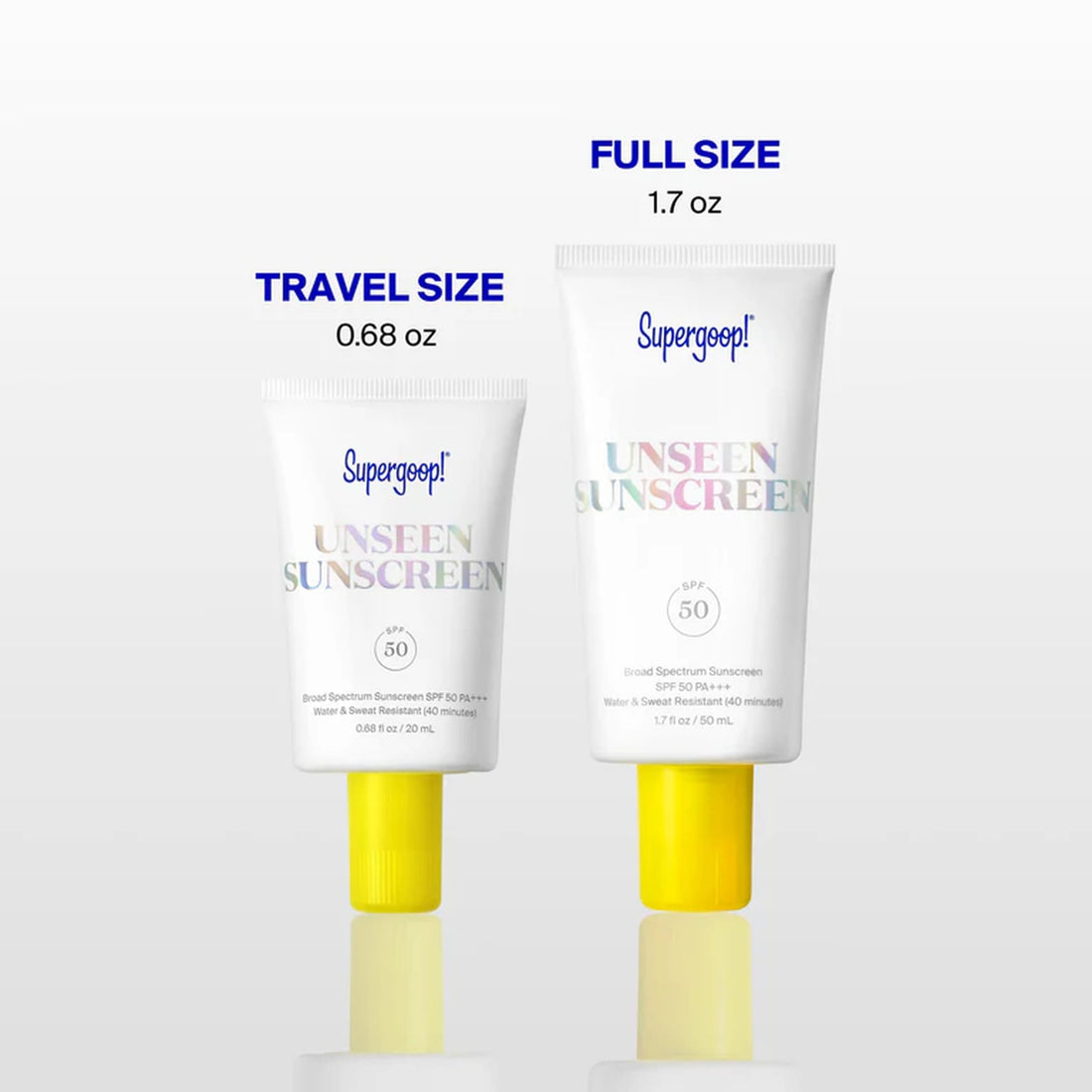 Supergoop unseen sunscreen spf50 at skin type solutions size comparison