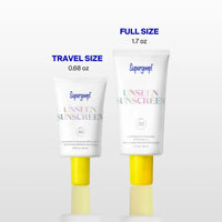 Supergoop unseen sunscreen spf50 at skin type solutions size comparison