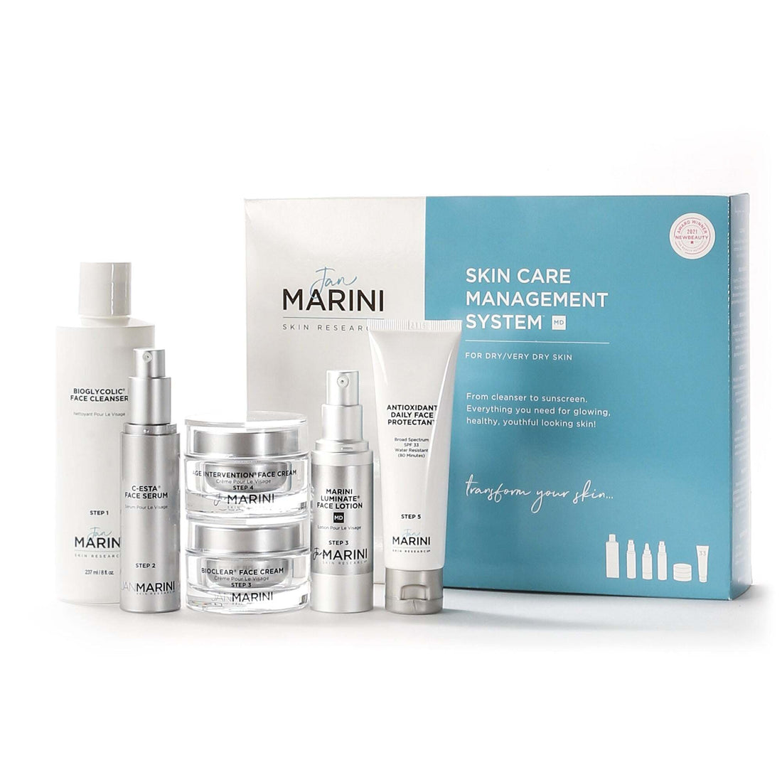 Jan Marini Skin Care Management System MD - Dry/Very Dry Skin with Antioxidant Daily Face Protectant SPF 33